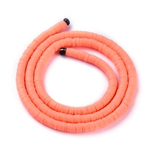 Намистини Екологічні з Полімерної Глини, Ручна Робота, Круглі Плоскі, Томатний, 4х1мм, Отвір 1мм, Близько 375шт/40см/нитка (УТ100029940)