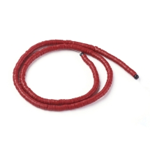 Намистини Екологічні з Полімерної Глини, Ручна Робота, Круглі Плоскі, Темно-червоний, 4х1мм, Отвір 1мм, Близько 375шт/40см/нитка (УТ100029942)