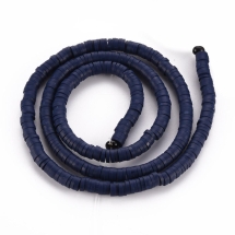 Намистини Екологічні з Полімерної Глини, Ручна Робота, Круглі Плоскі, Темно-синій, 4х1мм, Отвір 1мм, Близько 375шт/40см/нитка (УТ100029945)