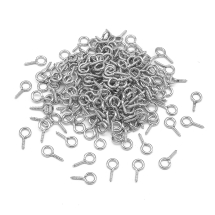 Тримачі Гвинтові Штифти з Петлею для Намистин з Напівотвіром Залізні, Платина, 13х6.5х1.5мм, Отвір 4мм, близько 180шт/50г, (УТ100029956)