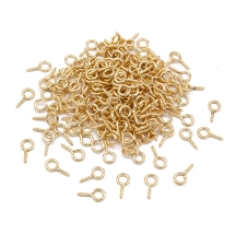 Тримачі Гвинтові Штифти з Петлею для Намистин з Напівотвіром Залізні, Світле Золото, 13х6.5х1.5мм, Отвір 4мм, близько 180шт/50г, (УТ100029957)