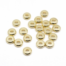 Бусины, Латунь, Стойкое Покрытие, Плоские Круглые, Позолота 18К, 6х1.5мм, Отверстие 2мм, (УТ100029958)