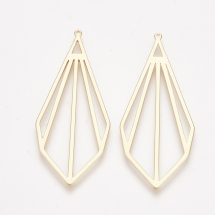 Подвеска Латунь, Капля, Цвет: Покрытие Золто 18К, Размер: 47х20х1мм, Отверстие 0.9мм, (УТ100029962)