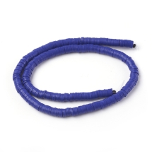 Намистини Екологічні з Полімерної Глини, Ручна Робота, Круглі Плоскі, Світло-синій, 6х1мм, Отвір 2мм, Близько 345шт/40см/нитка (УТ100029968)