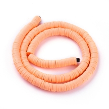 Бусины Экологичные из Полимерной Глины, Ручная Работа, Круглые Плоские, Светло-лососевый, 6х1мм, Отверстие 2мм, Около 345шт/40см/нить (УТ100029970)