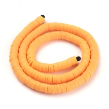 Намистини Екологічні з Полімерної Глини, Ручна Робота, Круглі Плоскі, Золотистий, 6х1мм, Отвір 2мм, Близько 345шт/40см/нитка (УТ100029972)