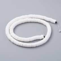 Намистини з Полімерної Глини, Ручна Робота, Круглі Плоскі, Білий, 8х0.5-1мм, Отвір 2мм, Близько 370шт/43см/нитка (УТ100029974)