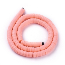 Намистини Екологічні з Полімерної Глини, Ручна Робота, Круглі Плоскі, Рожевий, 6х1мм, Отвір 2мм, Близько 345шт/40см/нитка (УТ100029975)