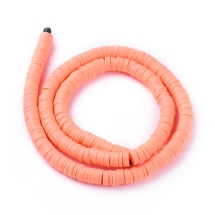 Бусины Экологичные из Полимерной Глины, Ручная Работа, Круглые Плоские, Томатный, 6х1мм, Отверстие 2мм, Около 345шт/40см/нить (УТ100029976)