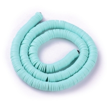 Намистини з Полімерної Глини, Ручна Робота, Круглі Плоскі, Аквамарин, 8х0.5-1мм, Отвір 2мм, Близько 370шт/43см/нитка (УТ100029977)