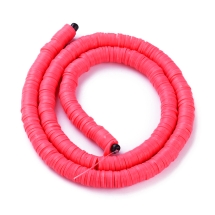 Бусины Экологичные из Полимерной Глины, Ручная Работа, Круглые Плоские, Лососевый, 6х1мм, Отверстие 2мм, Около 345шт/40см/нить (УТ100029979)