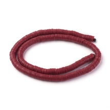 Намистини Екологічні з Полімерної Глини, Ручна Робота, Круглі Плоскі, Темно-червоний, 6х1мм, Отвір 2мм, Близько 345шт/40см/нитка (УТ100029982)