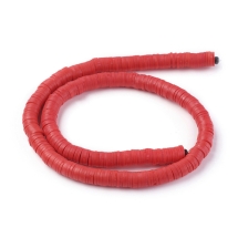 Бусины из Полимерной Глины, Ручная Работа, Круглые Плоские, Красный, 8х0.5-1мм, Отверстие 2мм, Около 370шт/43см/нить (УТ100029984)