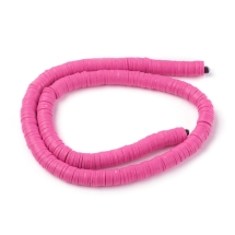 Намистини з Полімерної Глини, Ручна Робота, Круглі Плоскі, Камелія, 8х0.5-1мм, Отвір 2мм, Близько 370шт/43см/нитка (УТ100029985)