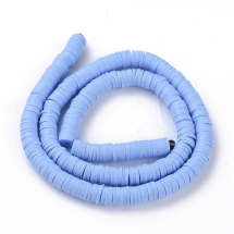 Бусины Экологичные из Полимерной Глины, Ручная Работа, Круглые Плоские, Васильковый, 6х1мм, Отверстие 2мм, Около 345шт/40см/нить (УТ100029986)