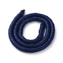 Намистини Екологічні з Полімерної Глини, Ручна Робота, Круглі Плоскі, Темно-синій, 6х1мм, Отвір 2мм, Близько 345шт/40см/нитка (УТ100029989)