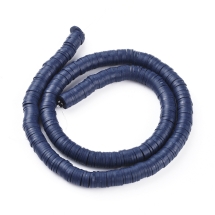 Бусины из Полимерной Глины, Ручная Работа, Круглые Плоские, Темно-синий, 8х0.5-1мм, Отверстие 2мм, Около 370шт/43см/нить (УТ100029990)