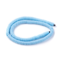 Бусины Экологичные из Полимерной Глины, Ручная Работа, Круглые Плоские, Светло-голубой, 6х1мм, Отверстие 2мм, Около 345шт/40см/нить (УТ100029991)