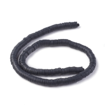 Намистини з Полімерної Глини, Ручна Робота, Круглі Плоскі, Чорний, 8х0.5-1мм, Отвір 2мм, Близько 370шт/43см/нитка (УТ100029999)