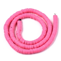 Намистини Екологічні з Полімерної Глини, Ручна Робота, Круглі Плоскі, Темно-рожевий, 6х1мм, Отвір 2мм, Близько 345шт/40см/нитка (УТ100030003)