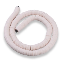 Бусины из Полимерной Глины, Ручная Работа, Круглые Плоские, Бледно-розовый, 8х0.5-1мм, Отверстие 2мм, Около 370шт/43см/нить (УТ100030004)