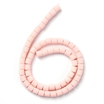 Бусины из Полимерной Глины, Ручная Работа, Колонка, Цвет: Розовый, Размер: 6.5х6мм, Отв-тие 1.2мм, Около 58шт/38см/нить, (УТ100030032)