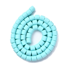 Намистини з Полімерної Глини, Ручна Робота, Колонка, Колір: Блідо-бірюзовий, Розмір: 6.5х6мм, Отвір 1.2мм, Близько 58шт/38см/нитка, (УТ100030036)