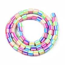 Намистини з Полімерної Глини, Ручна Робота, Колонка, Колір: Барвистий, Розмір: 6.5х6мм, Отвір 1.2мм, Близько 58шт/38см/нитка, (УТ100030047)