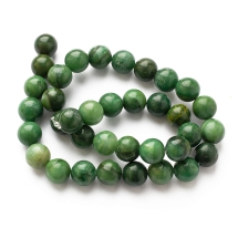 Бусины Натуральный Африканский Нефрит, на нитях, Круглые, 10мм, Отв 1мм, около 36шт/38см/нить, (УТ100030088)