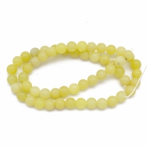 Бусины Натуральный Лимонный Нефрит, на нитях, Круглые, 6-6.5мм, Отв. 1мм, ок 60шт/38см/нить, (УТ100030092)