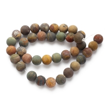 Бусины Натуральная Яшма Пикассо Круглые, 10мм, Отверстие 1мм, около 36шт/36см/нить, (УТ100030094)