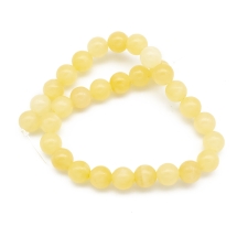 Бусины Натуральный Желтый Нефрит, на нитях, Круглые, 6мм, Отверстие 1мм, около 30шт/19см/нить, (УТ100030096)