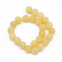 Бусины Натуральный Желтый Нефрит, на нитях, Круглые, 8мм, Отверстие 1мм, около 24шт/19см/нить, (УТ100030097)