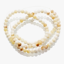 Бусины Натуральный Медовый Нефрит, на нитях, Круглые,4мм, Отверстие 0.7мм, около 90шт/37.5см/нить, (УТ100030103)