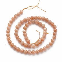 Намистини Натуральний Сонячний Камінь, Клас АА, на нитках, Круглі, 6мм, Отвір 1мм, близько 63шт/37см/нитка, (УТ100030120)