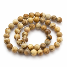 Намистини Натуральна Пейзажна Яшма, На нитках, Круглі, 8мм, Отвір 1мм, 40шт/37см/нитка (УТ100030200)