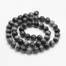 Бусины Натуральный Соколиный Глаз, На Нитях, Круглые, Размер: 8мм, Отверстие: 1мм, около 46шт/37см/нить, (УТ100030202)