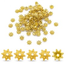 Шапочки для Намистин ССВ Пластик, Квітка, 8.5х3.5мм, Колір: Золото, 100шт (УТ100030236)