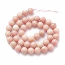 Намистини Натуральний Рожевий Опал, на нитках, Круглі, Розмір: 8мм, Отв. 1мм, близько 45шт/38см/нитка, (УТ100030131)