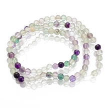 Намистини Натуральний Флюорит, на нитках, Круглі, Колір: Барвистий, 4мм, Отвір 1мм, близько 89шт/38см/нитка, (УТ100030132)
