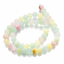 Намистини Натуральний Зелений Нефрит, Пофарбований, на нитках, Круглі, Колір: Мікс, 8мм, Отвір 1.4мм, близько 48шт/38см/нитка, (УТ100030139)