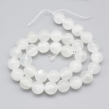 Бусины Натуральный Селенит, на нитях, Круглые, Размер: 12мм, Отверстие: 1.2мм, Около 30шт/38см/нить, (УТ100030149)