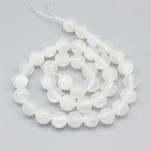 Намистини Натуральний Селеніт Круглі, 10мм, Отвір 1.2мм, Близько 38шт/38см/нитка, (УТ100030150)