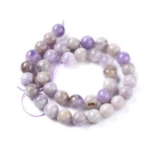 Бусины Натуральный Аметист, на нитях, Круглые, Размер: 10мм, Отверстие 1.3мм, около 35шт/36см/нить, (УТ100030155)