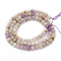Намистини Натуральний Аметист, на нитках, Круглі, 4мм, Отвір 1мм, близько 85шт/37см/нитка, (УТ100030156)