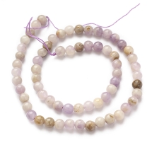 Бусины Натуральный Аметист, на нитях, Круглые, 6мм, Отверстие 1мм, около 60шт/37см/нить, (УТ100030157)