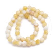 Намистини Натуральний Медовий Нефрит, на нитках, Круглі,,, 8-8.5мм, Отвір 0.8мм, близько 40шт/36см/нитка, (УТ100030167)