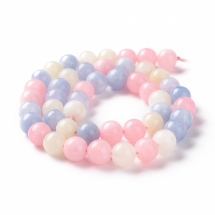 Бусины Натуральный Белый Нефрит, имитация Морганита, на нитях, Круглые, Красочные, 8мм, Отверстие 1мм, около 45шт/36.5см/нить, (УТ100030170)