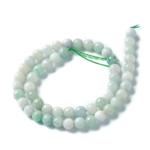 Намистини Натуральний Жадеїт, Клас А, Круглі, 8мм, Отвір 1мм, близько 45шт/38см/нитка, (УТ100030176)