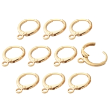 Швензы Нержавеющая Сталь, c Петелькой, Английская застежка, Позолота 18К, 15x11.5x2мм, Отв 2мм, Пин 0.8мм, (УТ100030251)